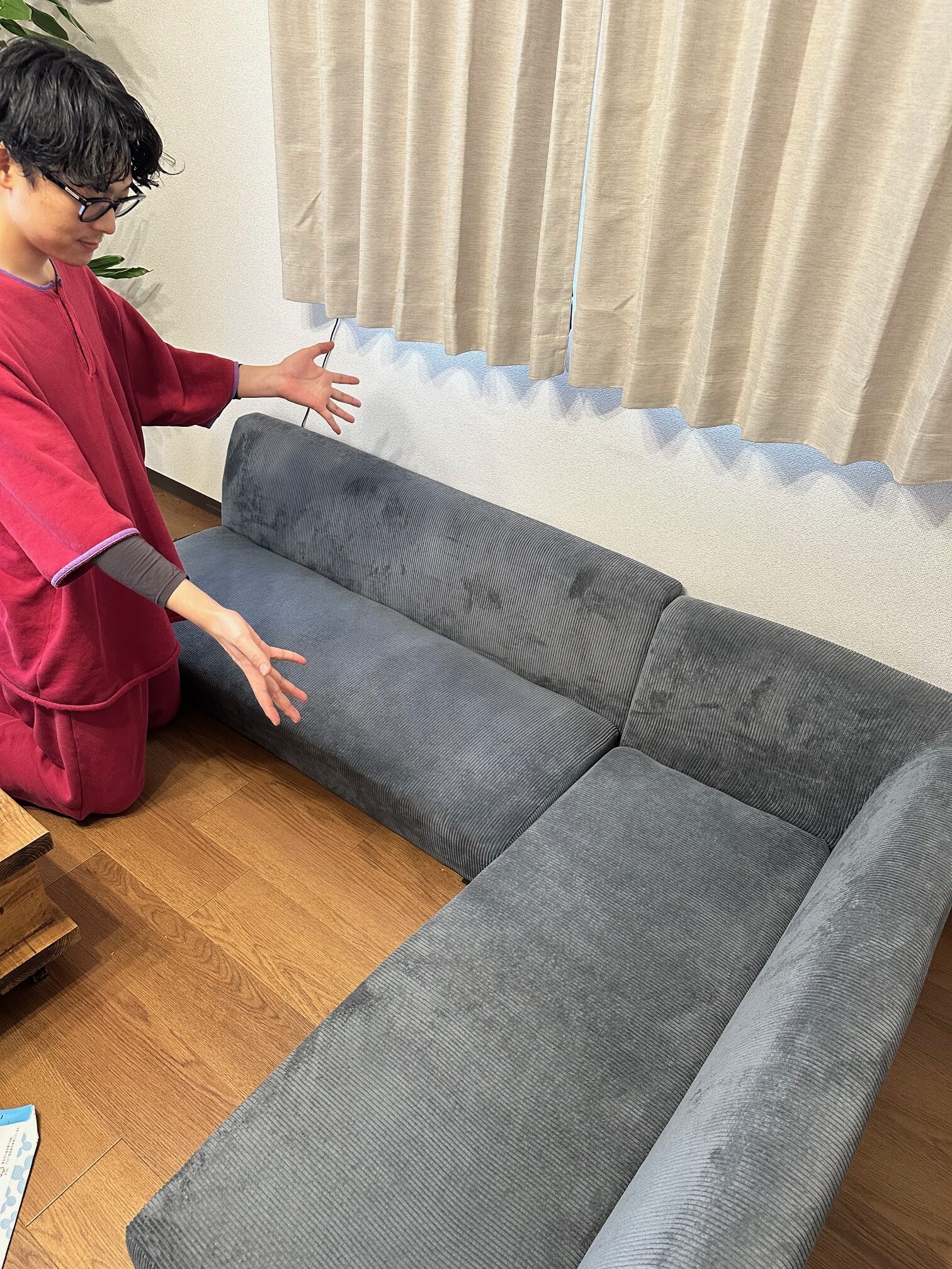 🛋️カウチソファーL字型処分にお困りのお客様より、当日回収処分を